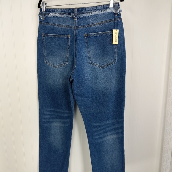 LILY & PARKER Distressed Raw Edge Denim Ankle Jean Sz 29 - Picture 7 of 13